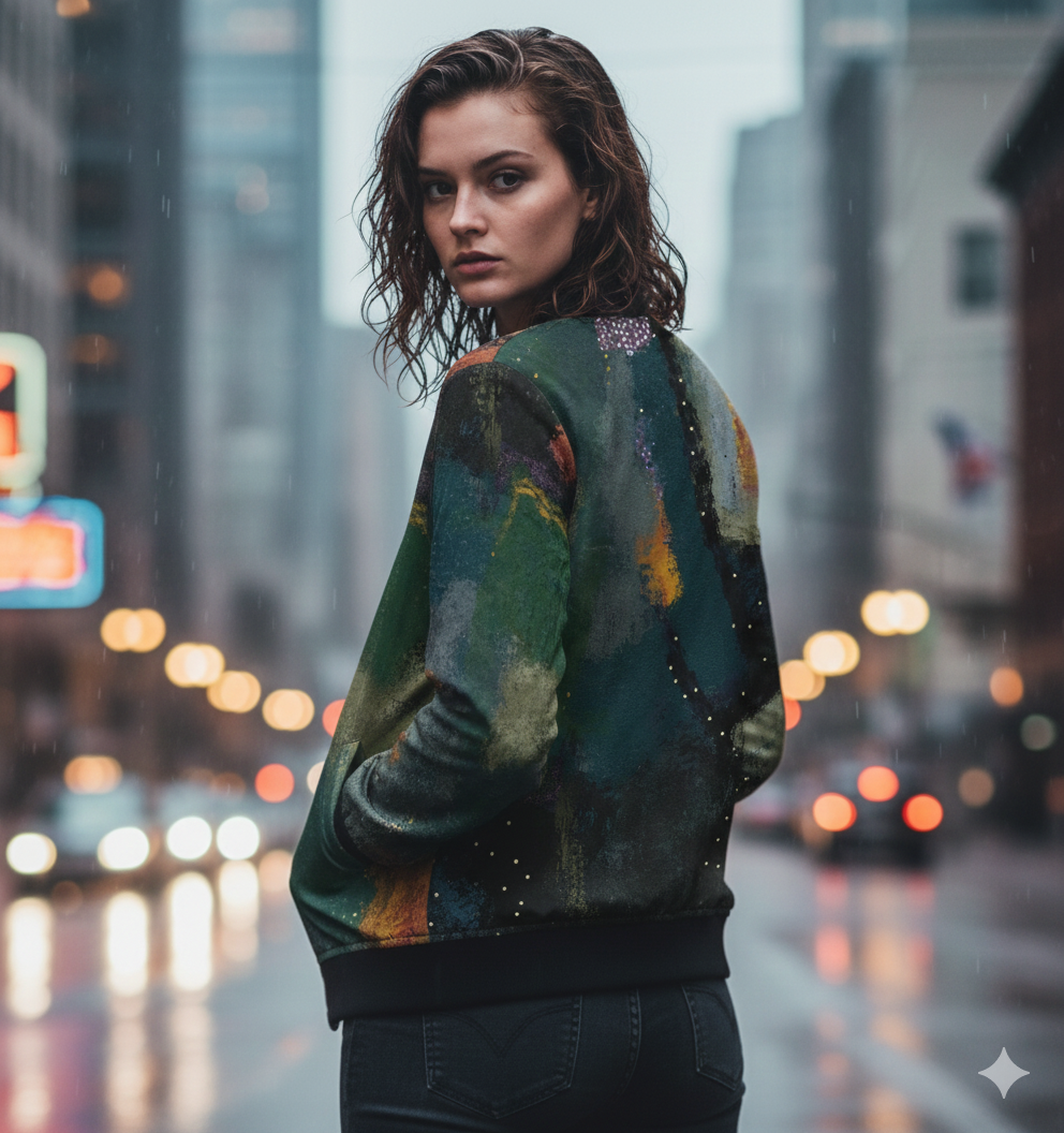 228. Women's Starry night Bomber Jacket-custom design