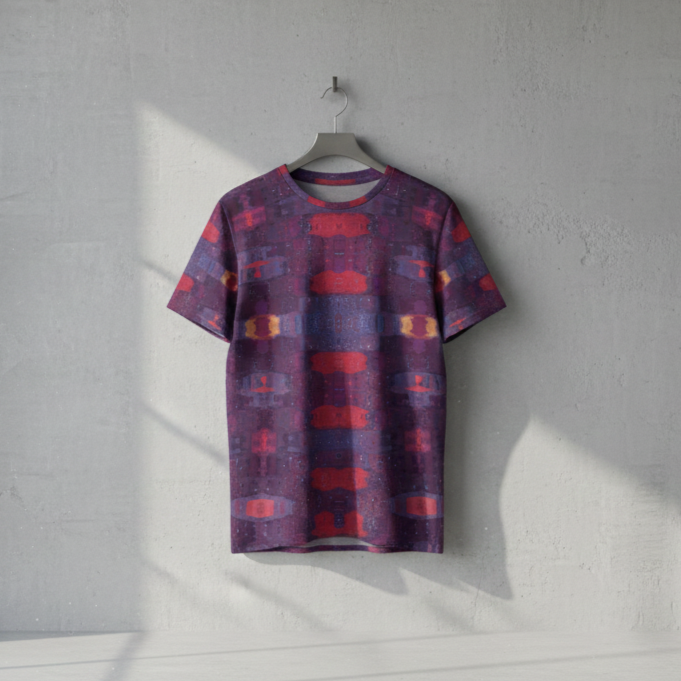 Men's Deep Violet Crimson Red Digital Block Cotton T shirt