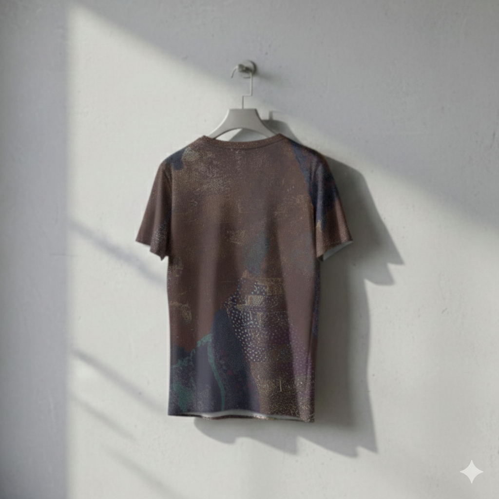 Men's Dark Bronze Weathered Black Texture Cotton T-shirt