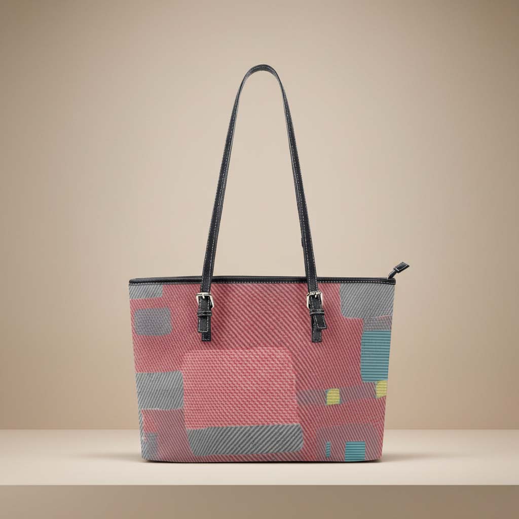 Women's Pink Gray Diagonal Texture Print Tote Bag