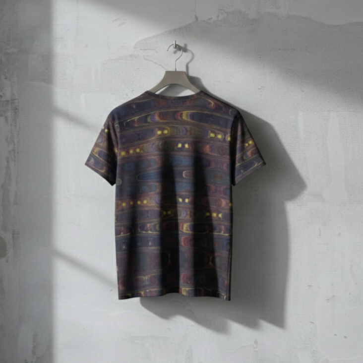 Men's Purple Golden Abstract Wave Cotton T-shirt