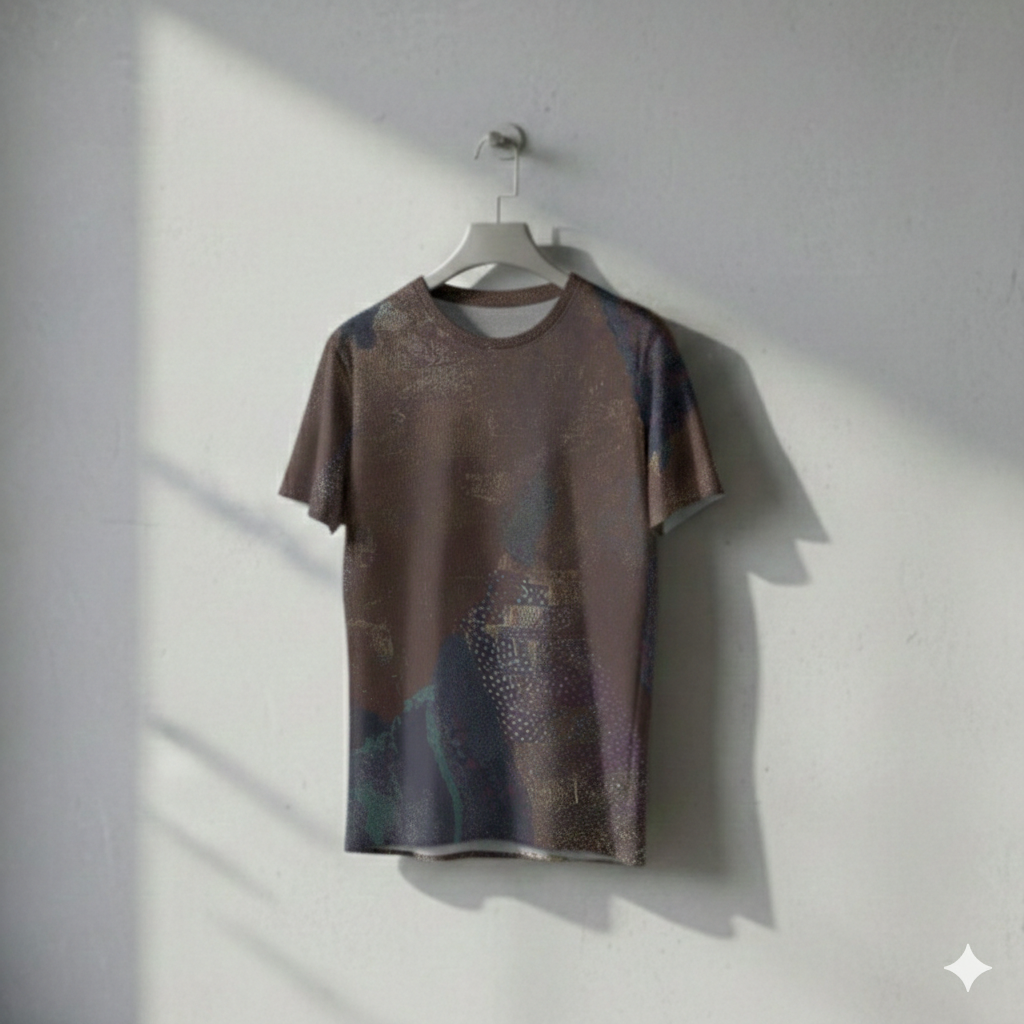 Men's Dark Bronze Weathered Black Texture O-Neck T-shirt