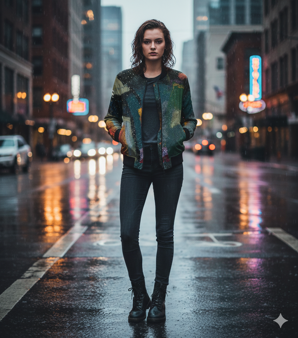 228. Women's Starry night Bomber Jacket-custom design