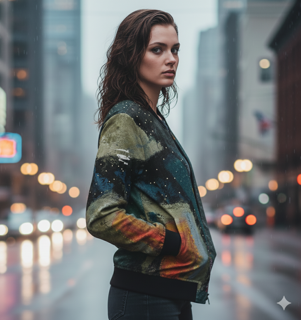 228. Women's Starry night Bomber Jacket-custom design