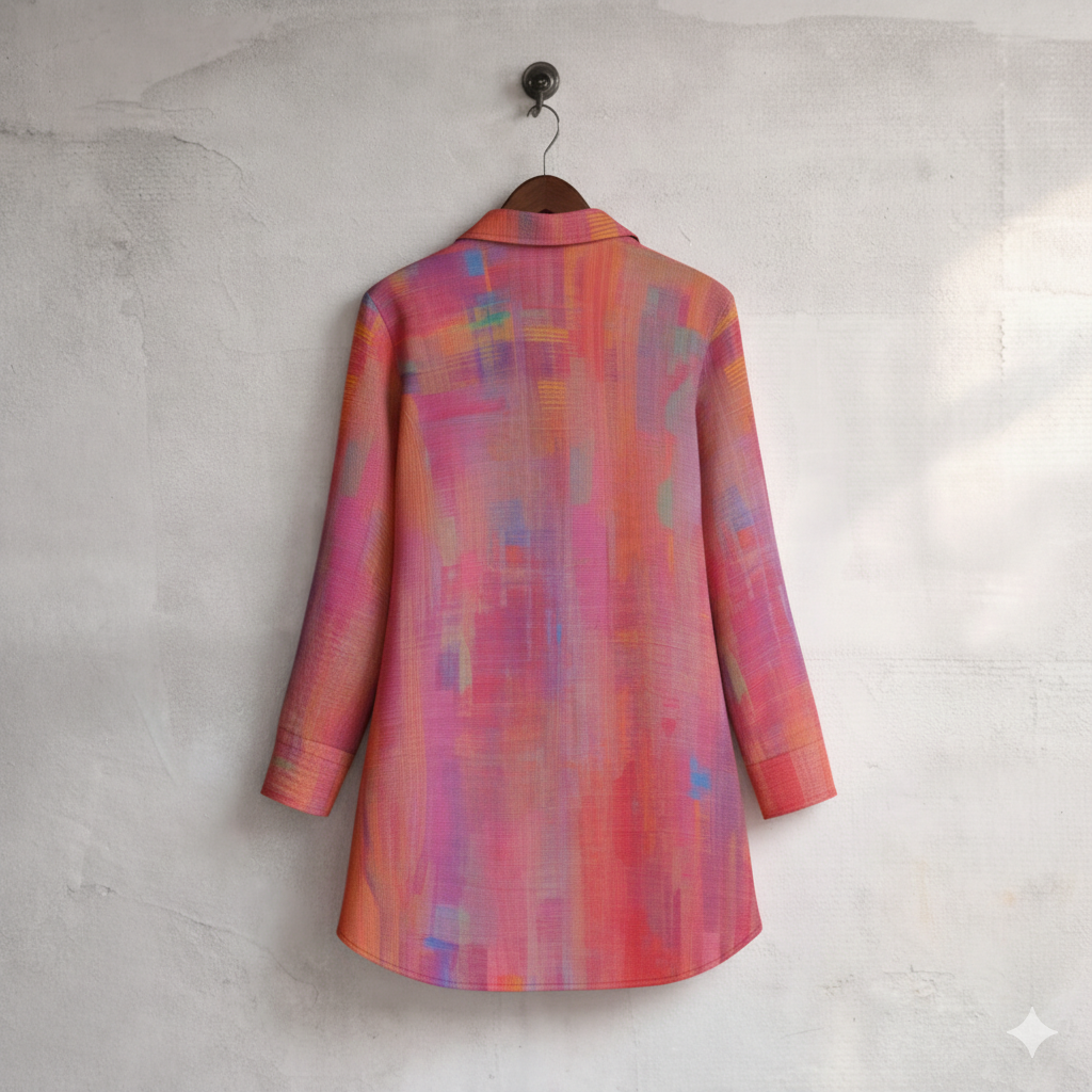 Women's Coral Dress Shirt – Custom-Designed Art Print