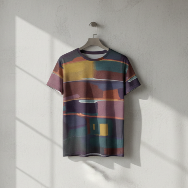 Men's Multi-Colour Abstract Brushstroke O-Neck T-shirt