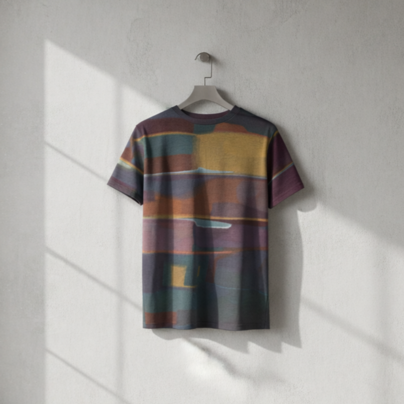 Men's Multi-Colour Abstract Brushstroke Cotton T-shirt