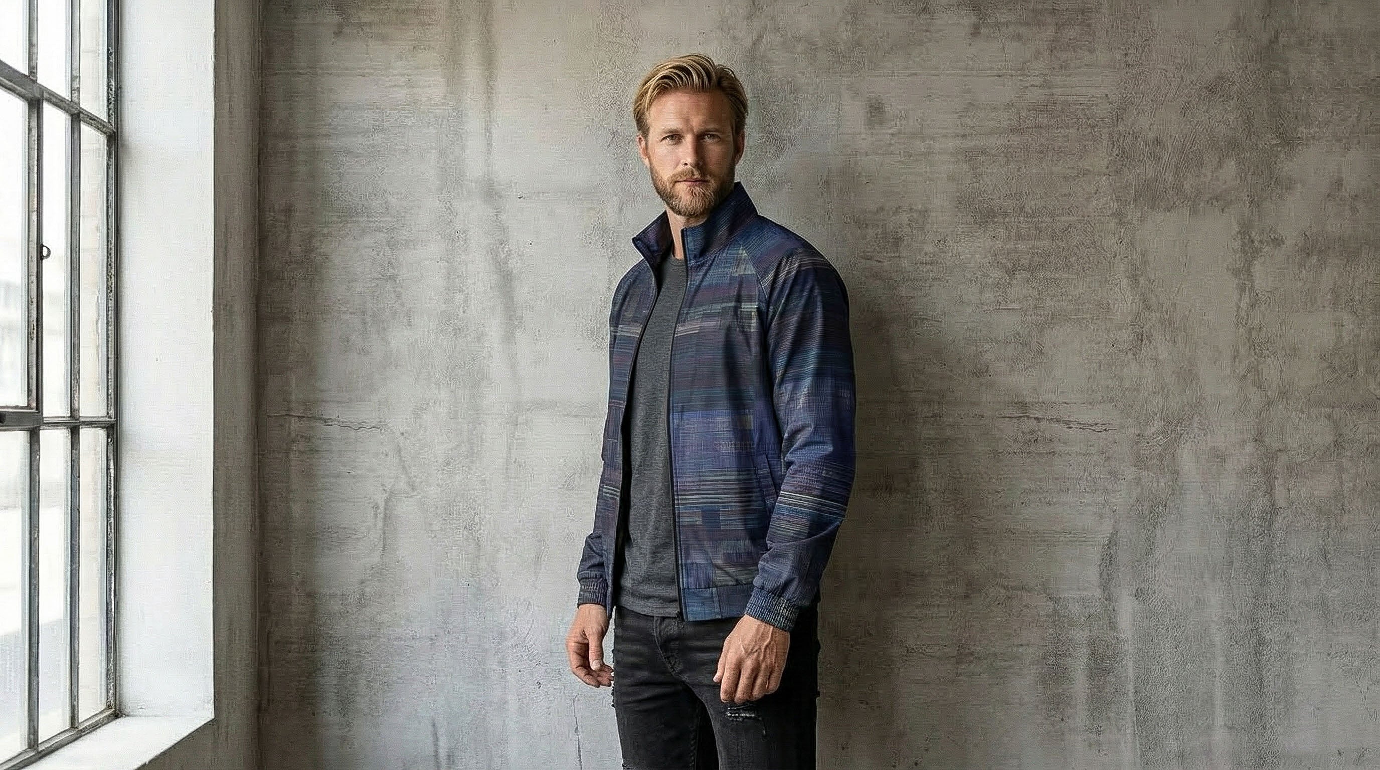 MEN'S VIOLET URBAN ARCHITECTURAL STAND COLLAR JACKET