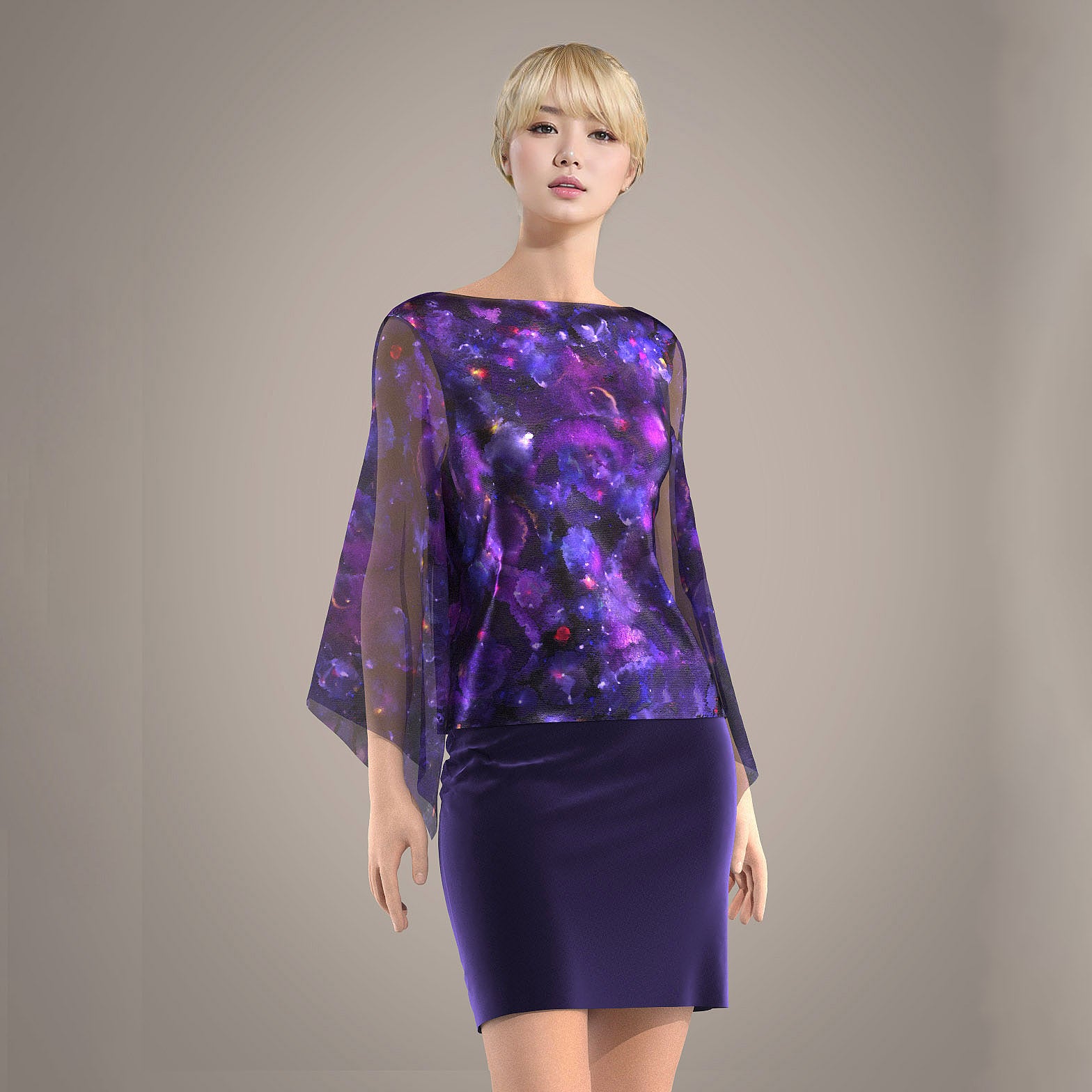 Mystical Floral Print | Violet and Red Blooming Night Design