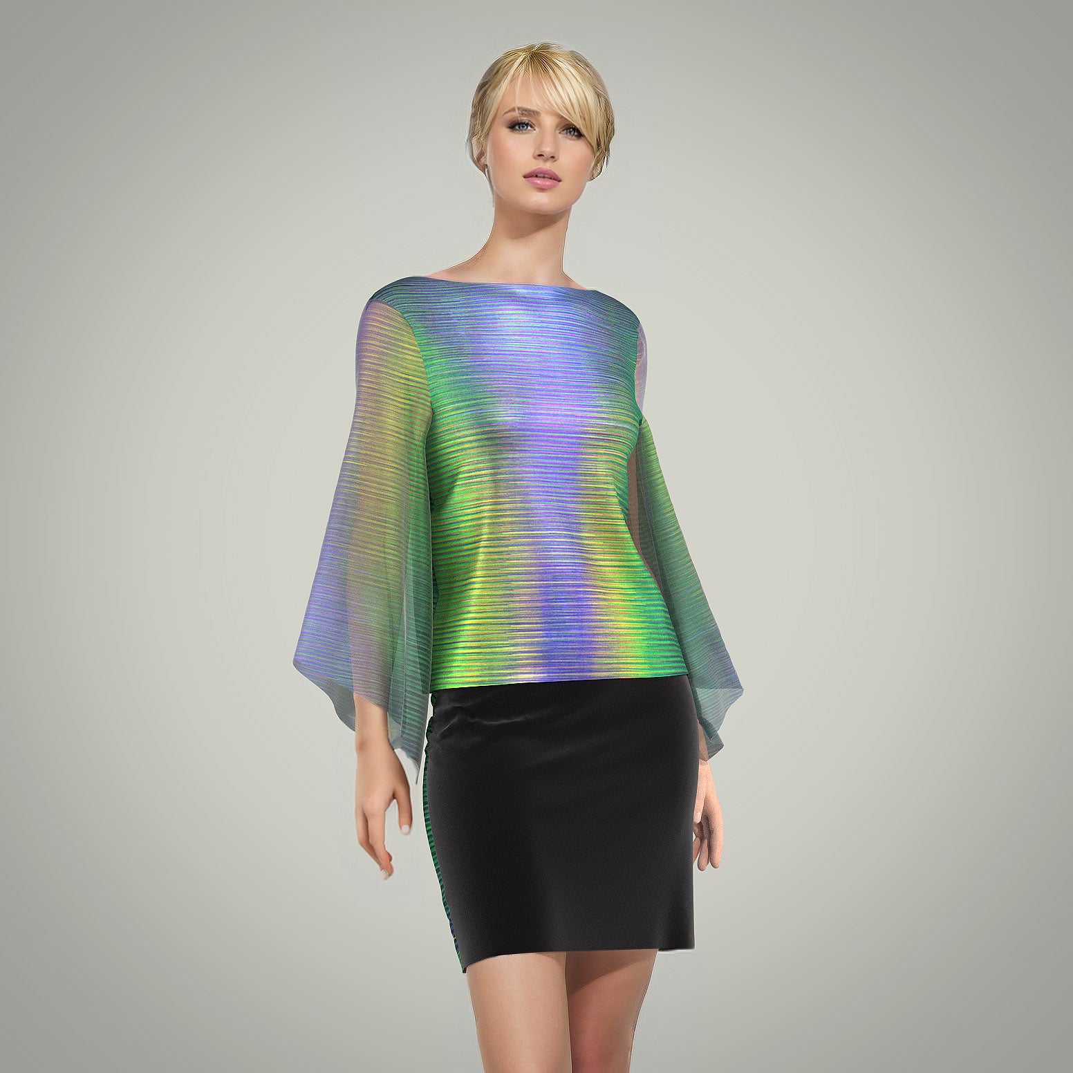 Fluid Gradient Print | Green, Yellow, and Purple with Motion