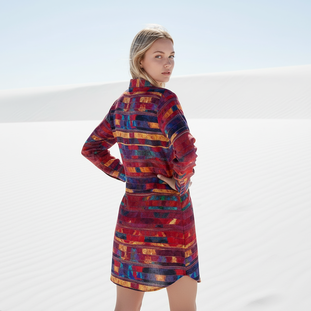 Women’s Parallels Shirt Dress – Custom-Designed Art Print Fashion