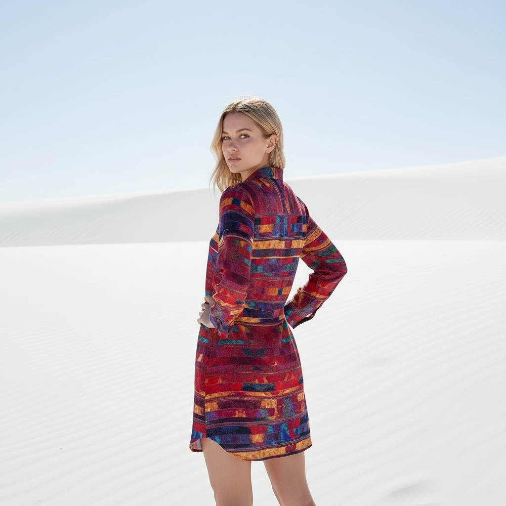 Women’s Parallels Shirt Dress – Custom-Designed Art Print Fashion