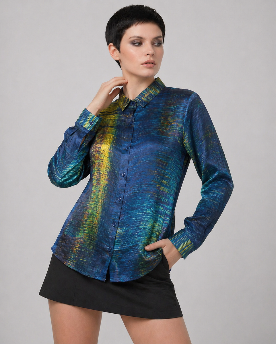 Blue River on Bemberg Modal satin