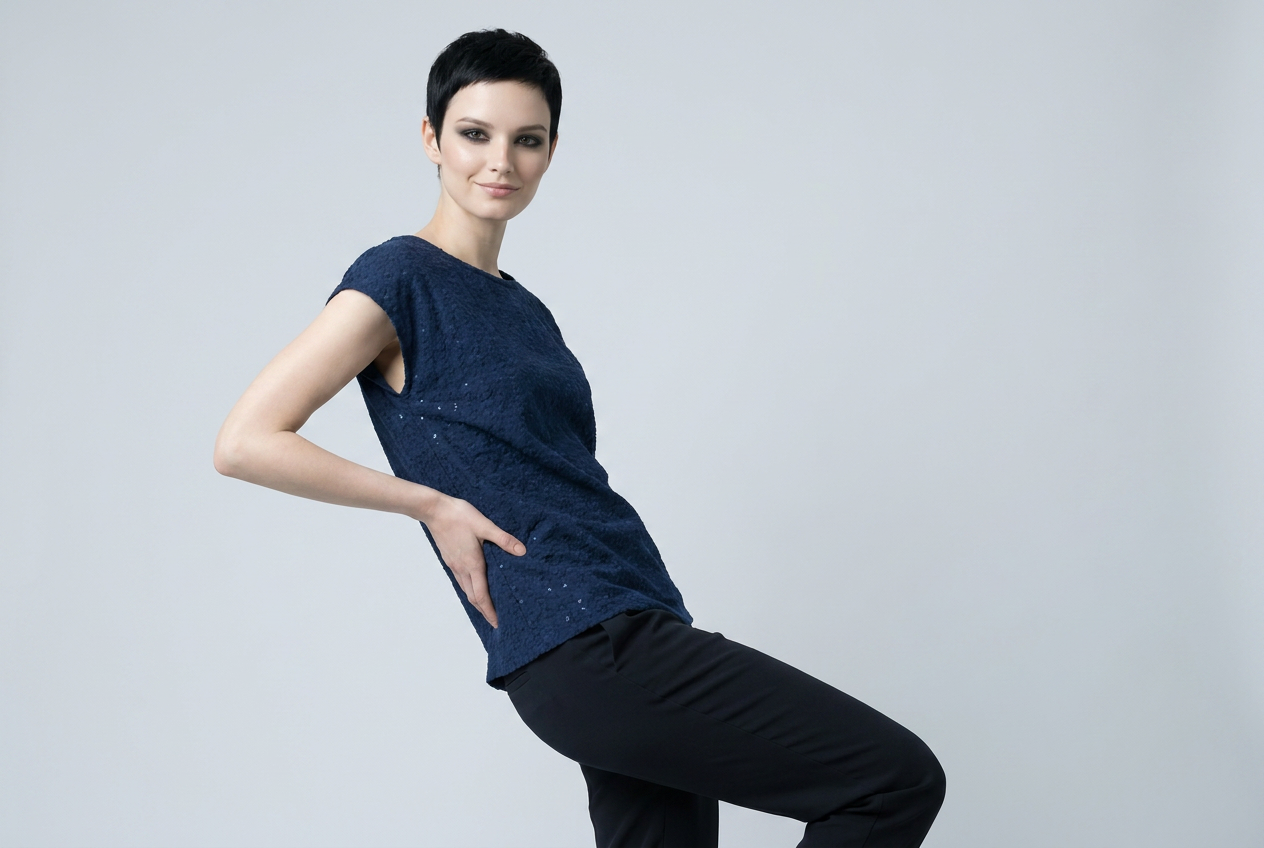 Blue Schiffli Embroidered Rayon Top for Women | Sequin Cap Sleeve Blouse | Lightweight Summer Casual Top