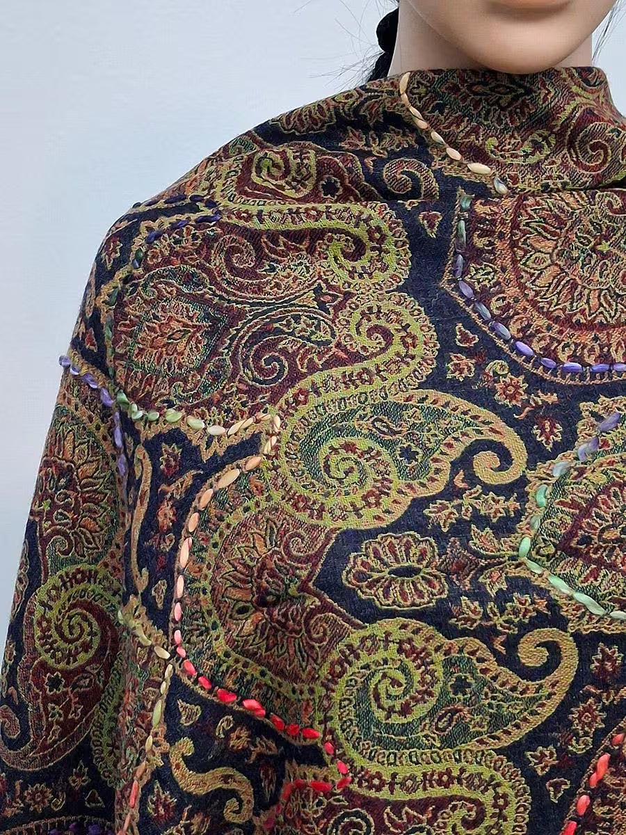 Bohemian Tapestry Shawl with Detailed Textured Pattern