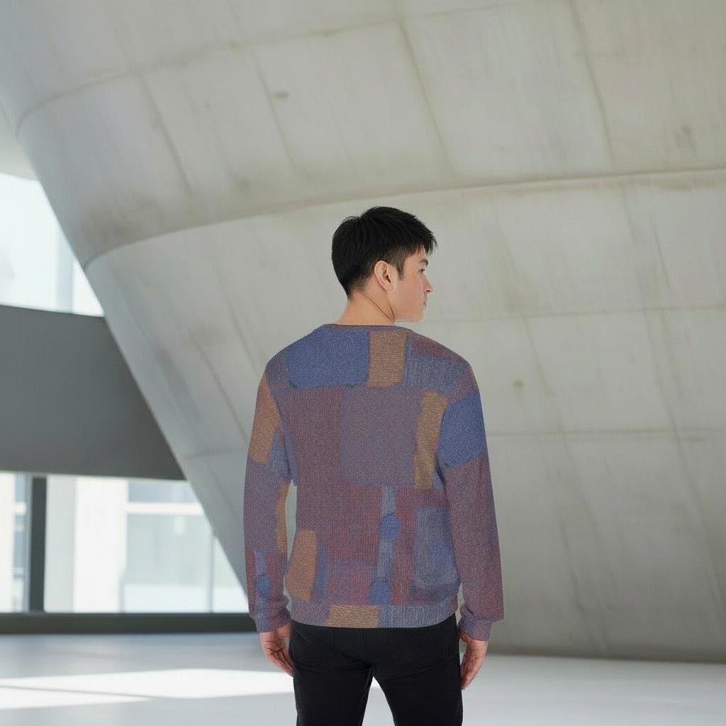 Men's Purple Blue Abstract Knit Thicken Sweater