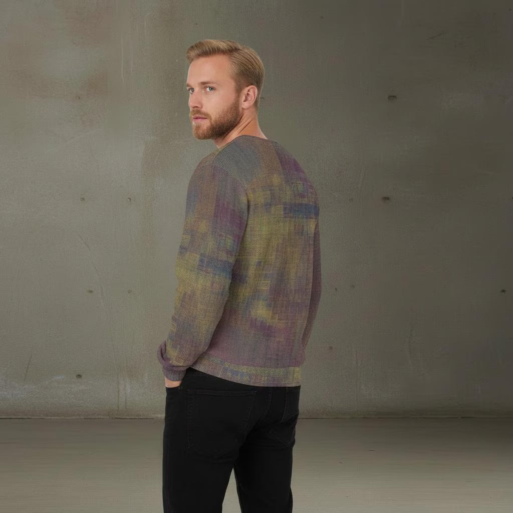 Men's Multi-Tone Abstract Knit Thicken Sweater