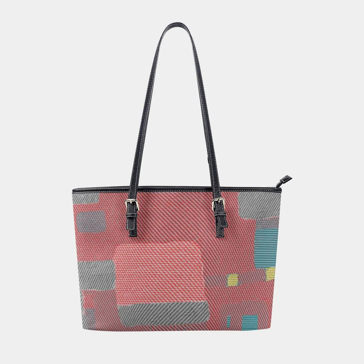 Women's Pink Gray Diagonal Texture Print Tote Bag