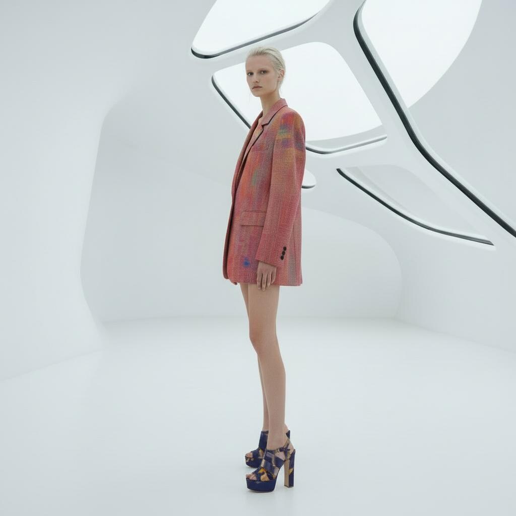 Aurora spectrum All-Over Print Women's Leisure Blazer | 245GSM Cotton