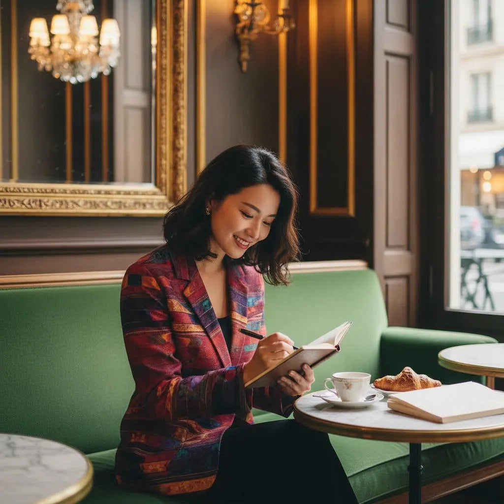 Women's Vibrant Red Multi-Color Bar Texture Blazer - Abstract Jacket