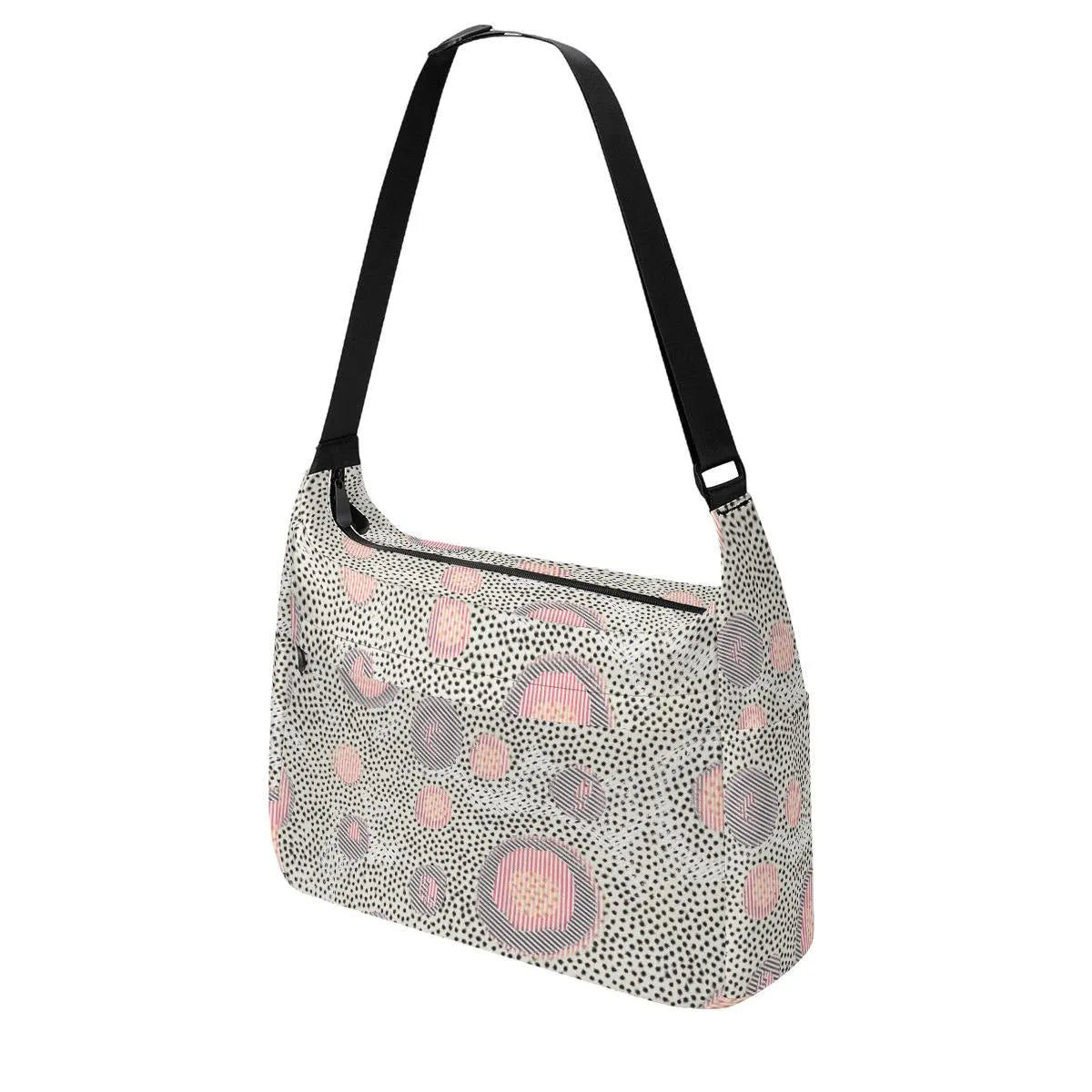 Women's White Dotted Patchwork Messenger Bag