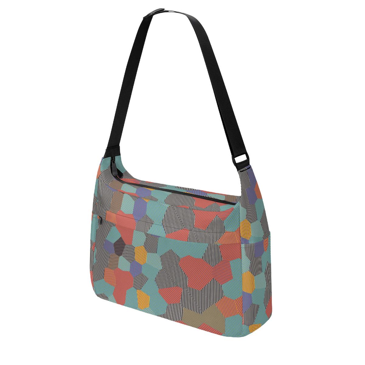 Women's Multi-color Black Striped Geometrical Messenger Bag