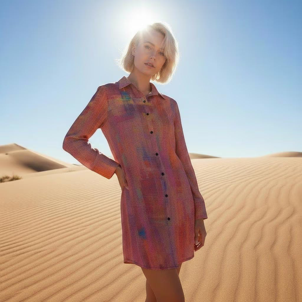 Women's Coral Dress Shirt – Custom-Designed Art Print