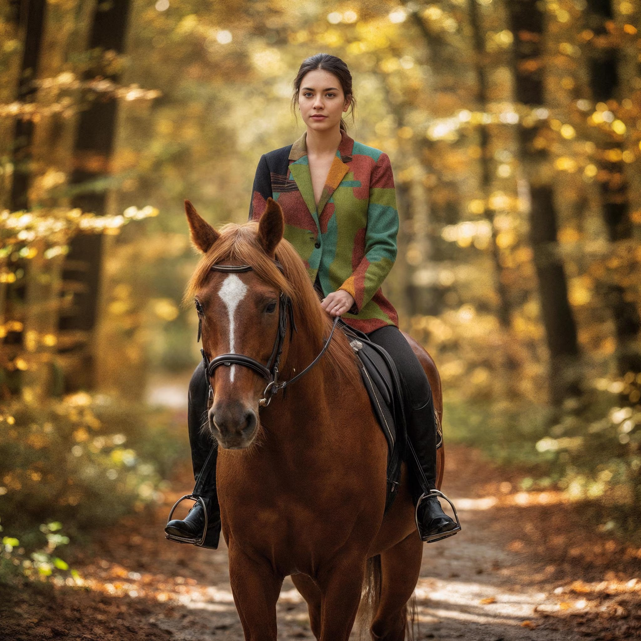 Painted Forest Cotton Blazer for Women