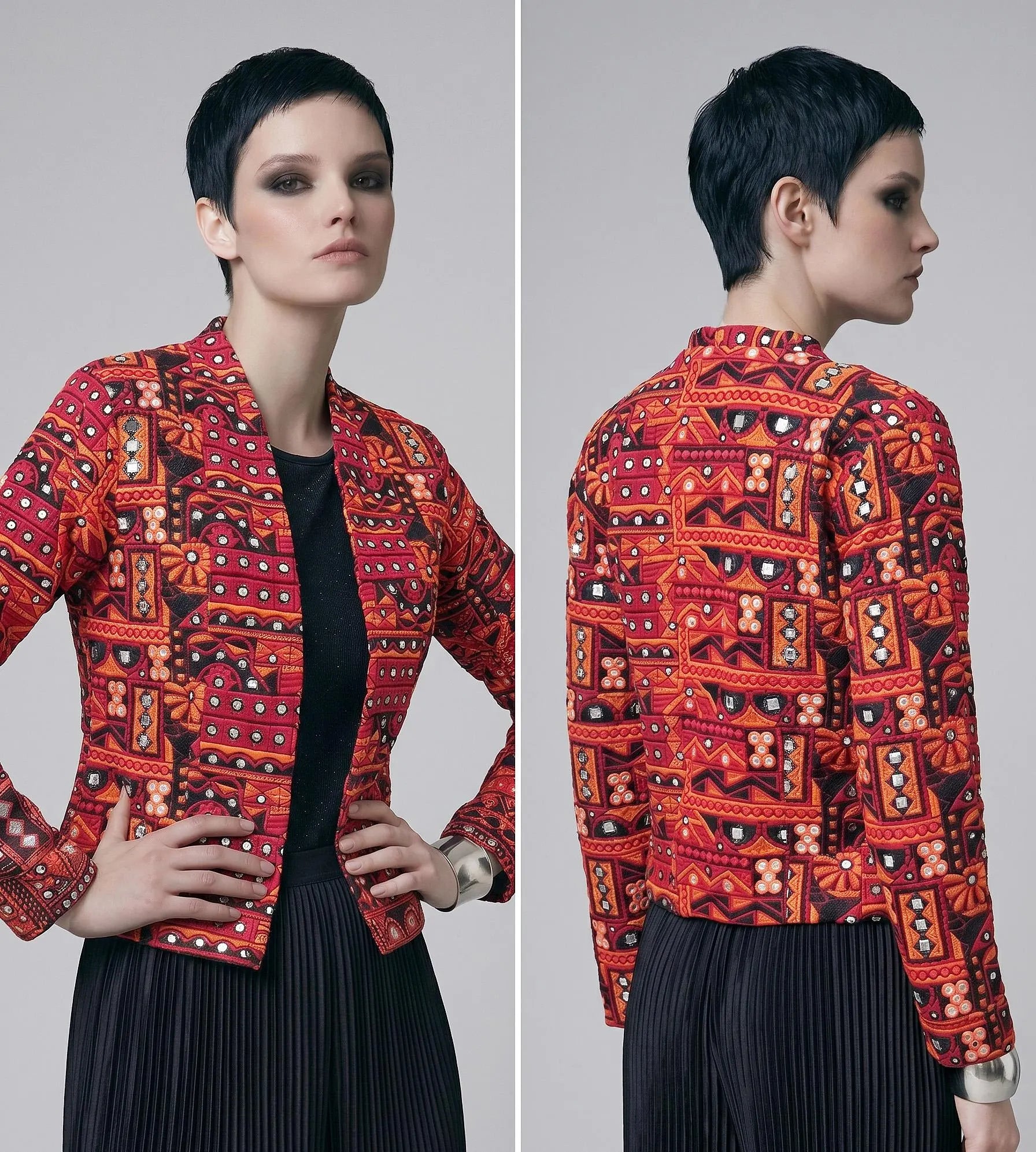 Kutch Mirror Work Jacket | Hand Embroidered Banjara Boho Jacket | Indian Ethnic Cropped Blazer | Festive Wear Coat