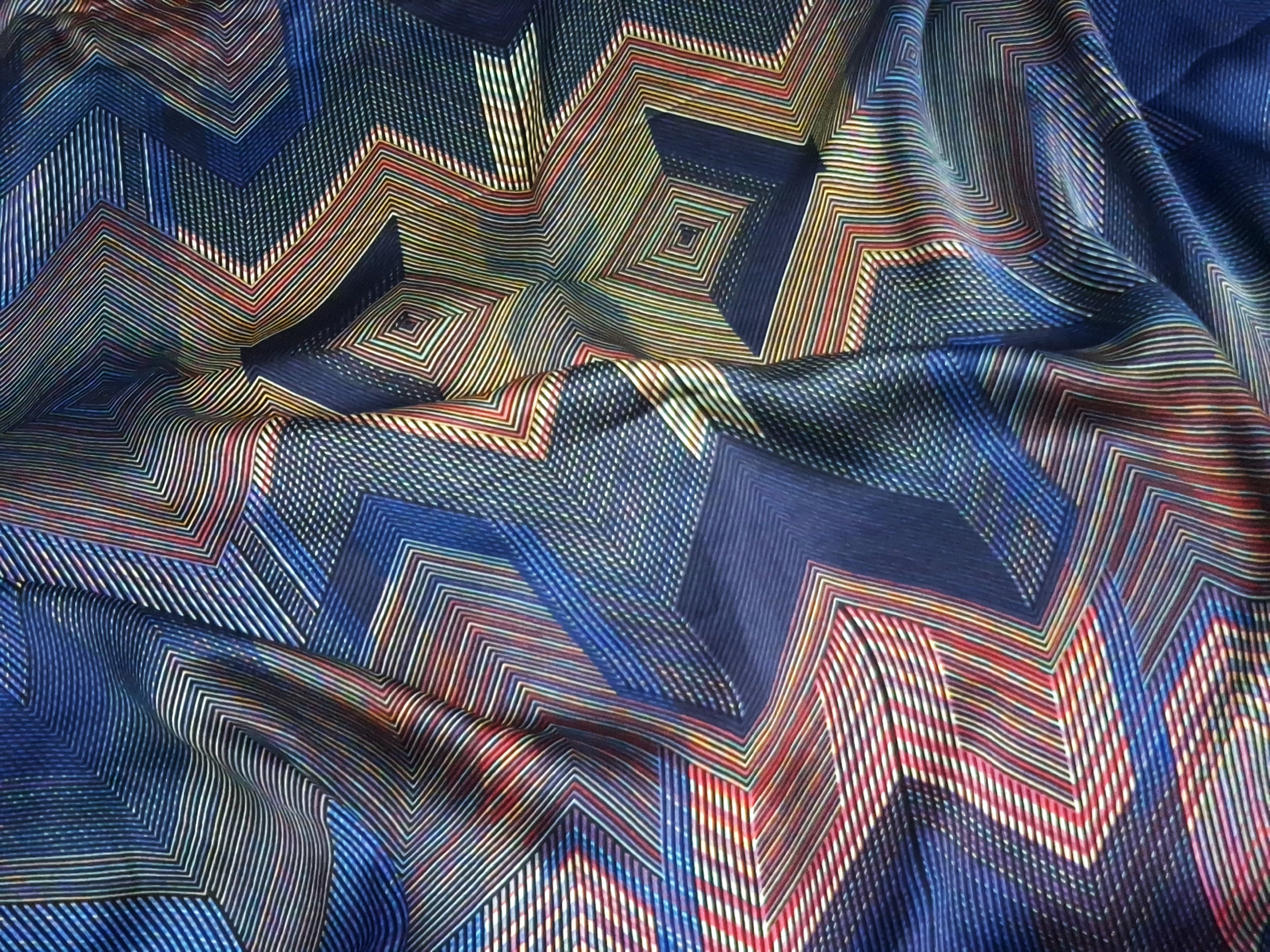 Midnight Spectrum On Viscose Satin
