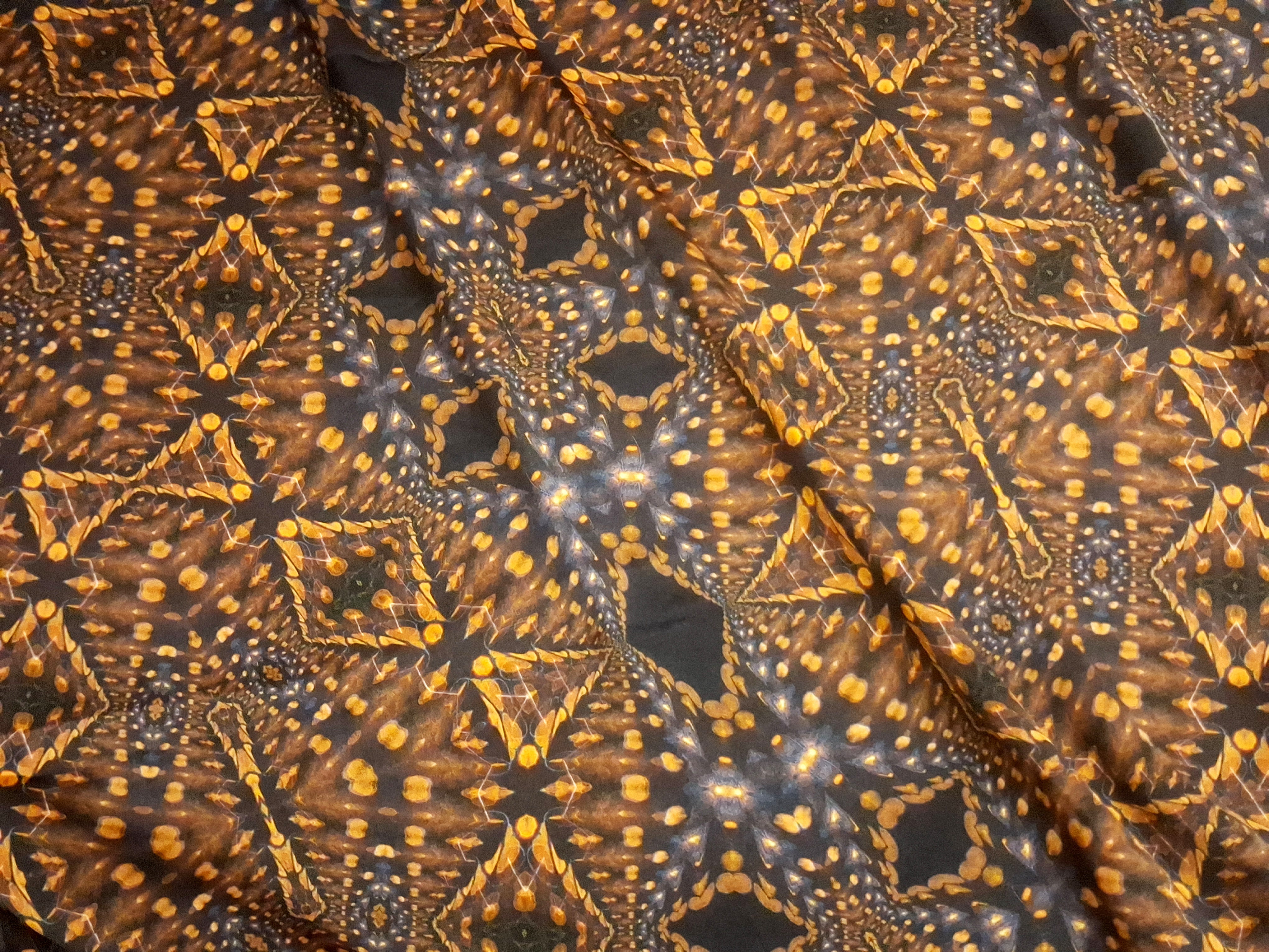 Golden Mosaic On Viscose Satin