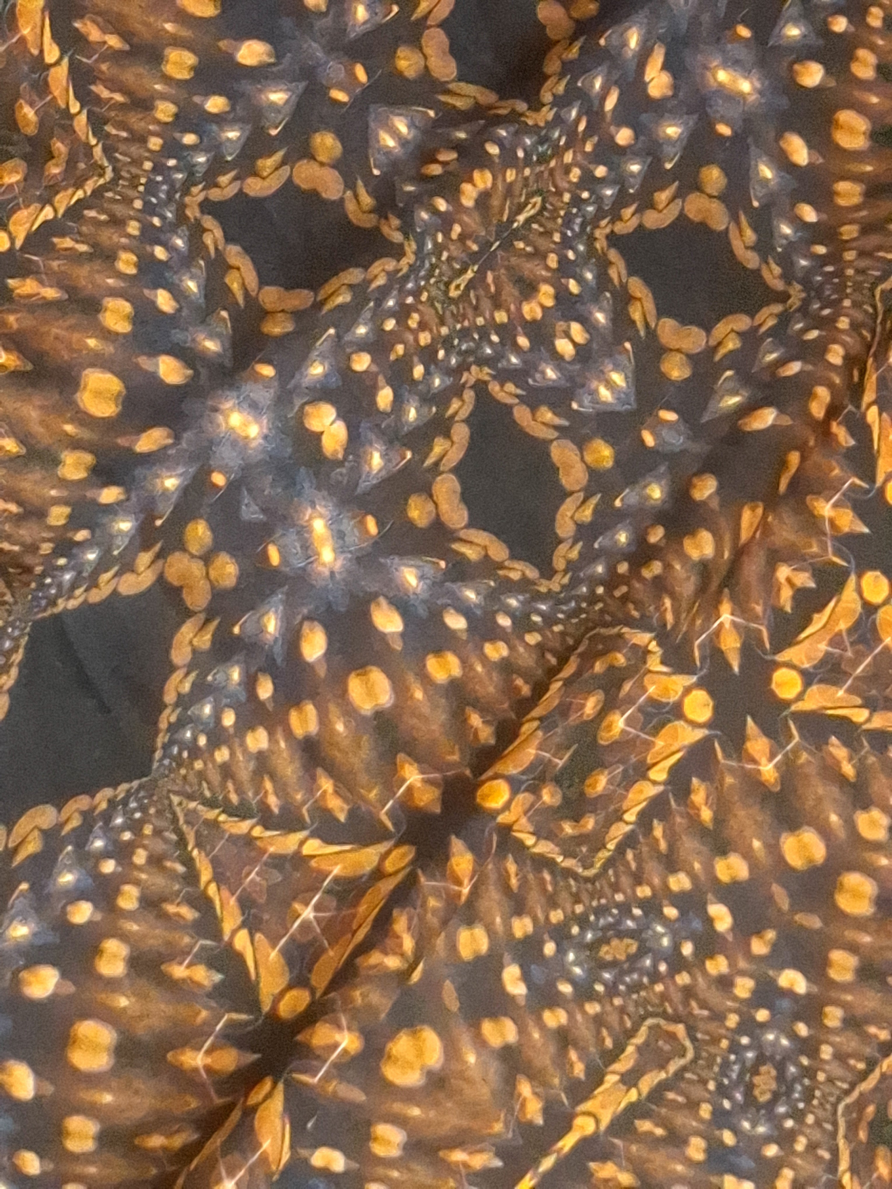 Golden Mosaic On Viscose Satin