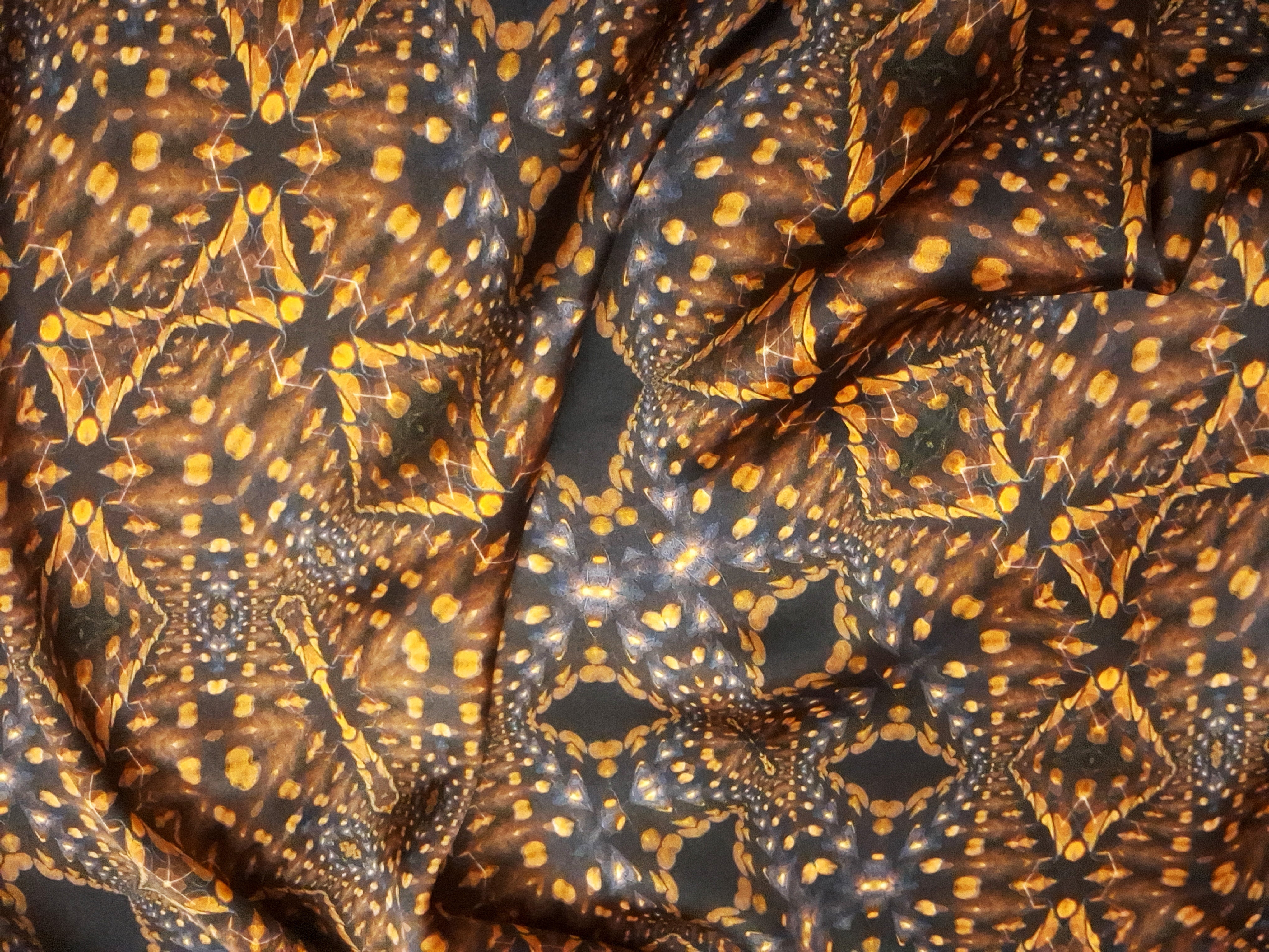 Golden Mosaic On Viscose Satin