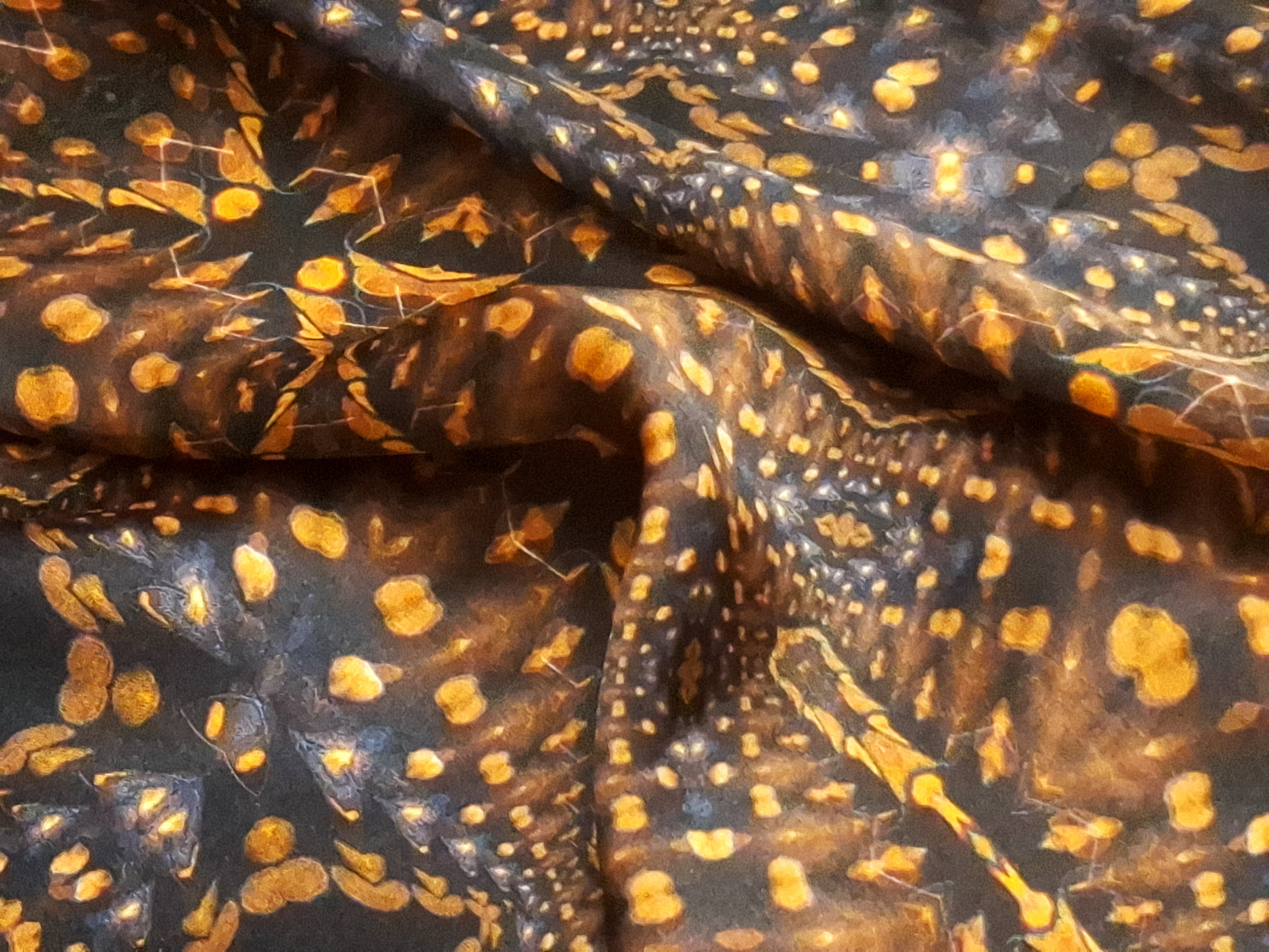Golden Mosaic On Viscose Satin