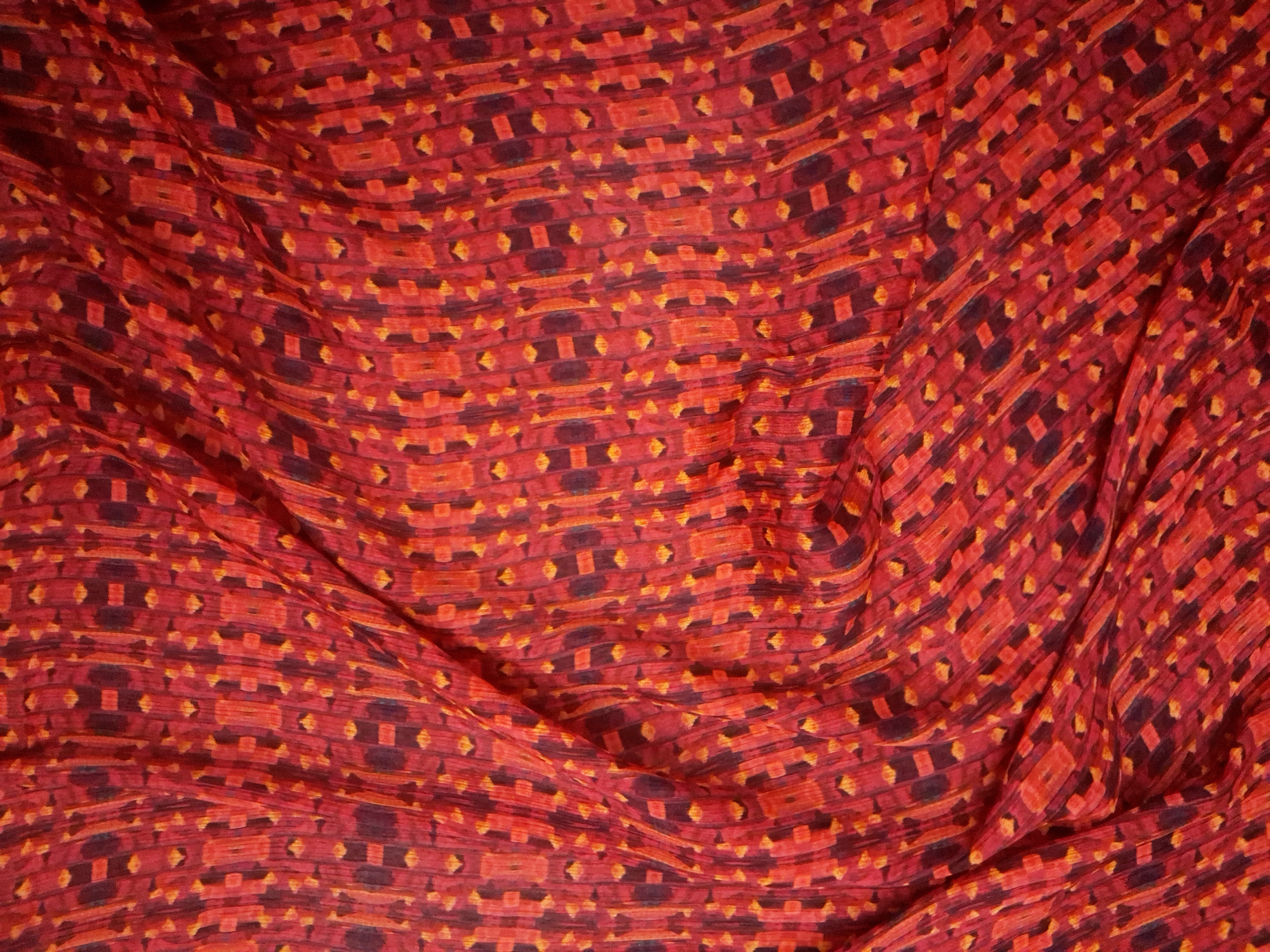 Ember Flow on Crinkled Viscose Crepe