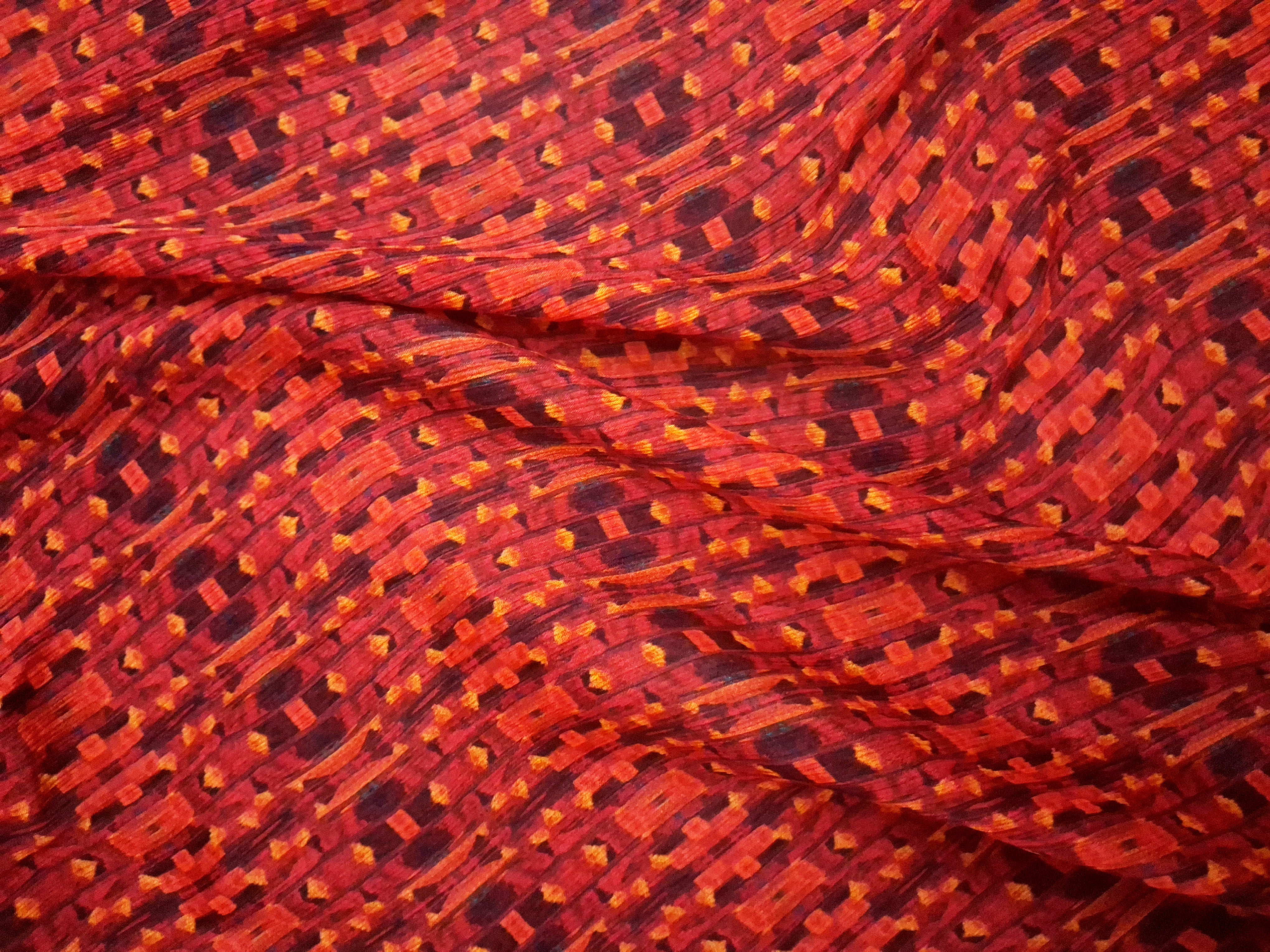 Ember Flow on Crinkled Viscose Crepe