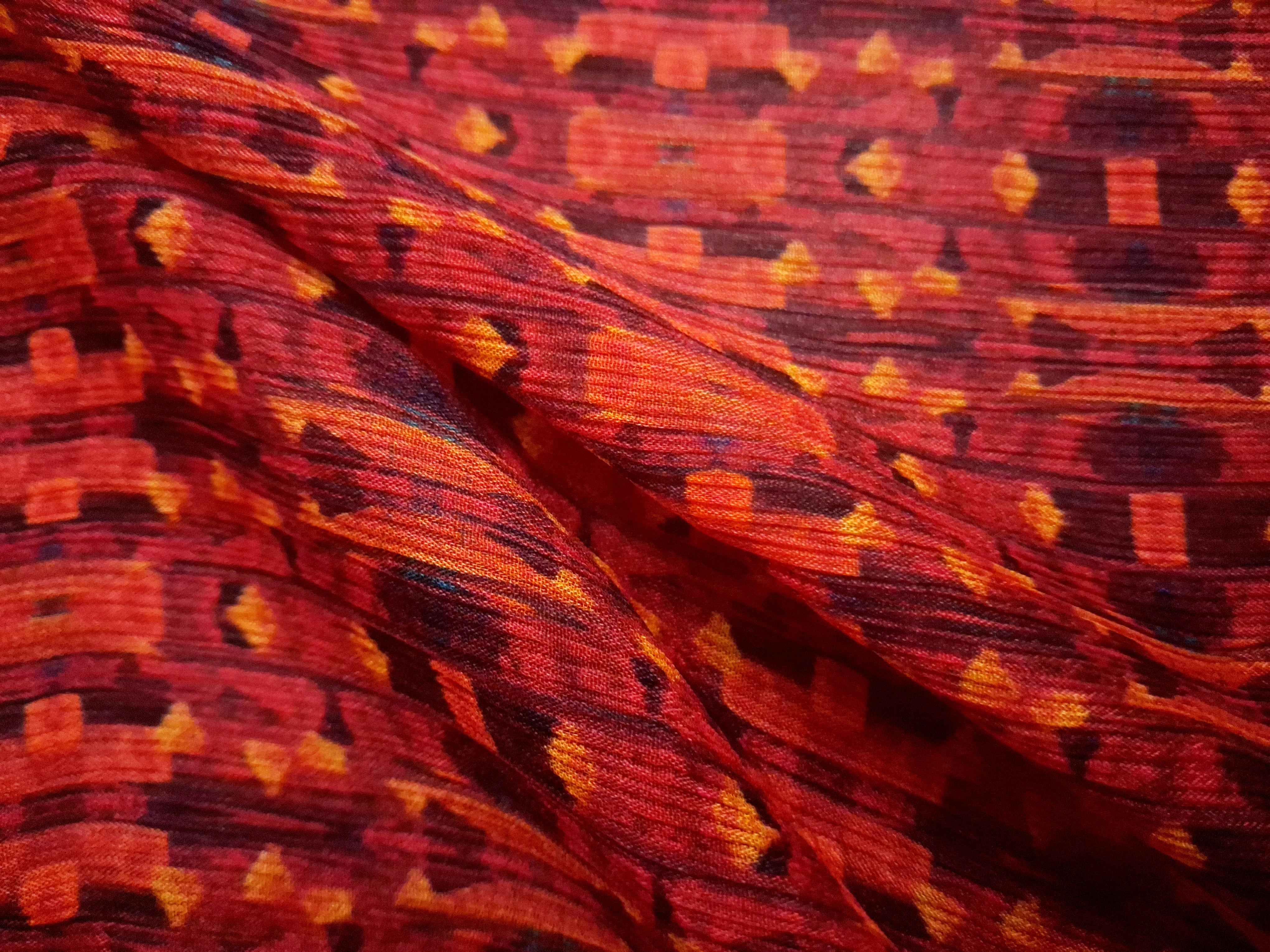 Ember Flow on Crinkled Viscose Crepe