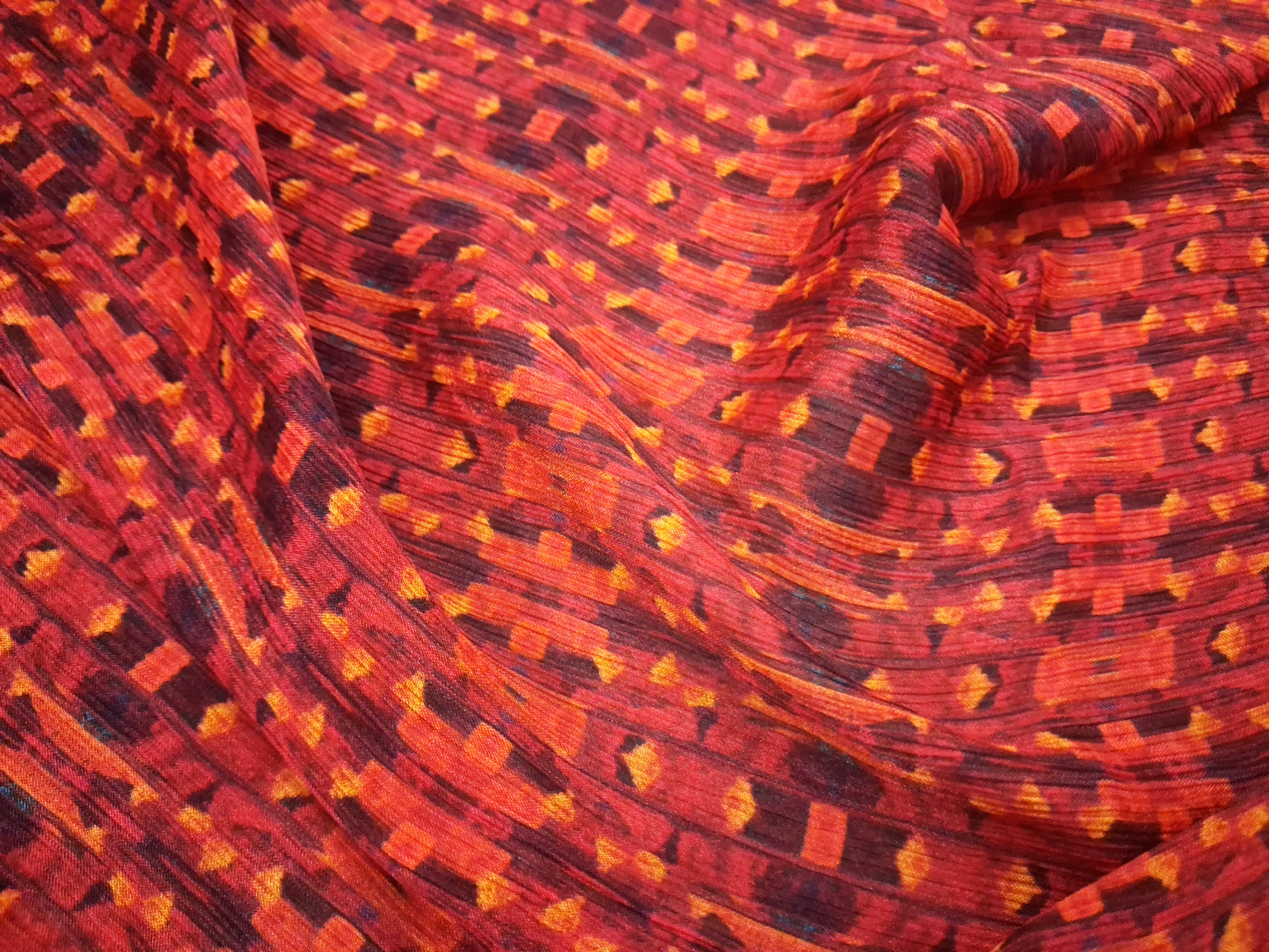 Ember Flow on Crinkled Viscose Crepe