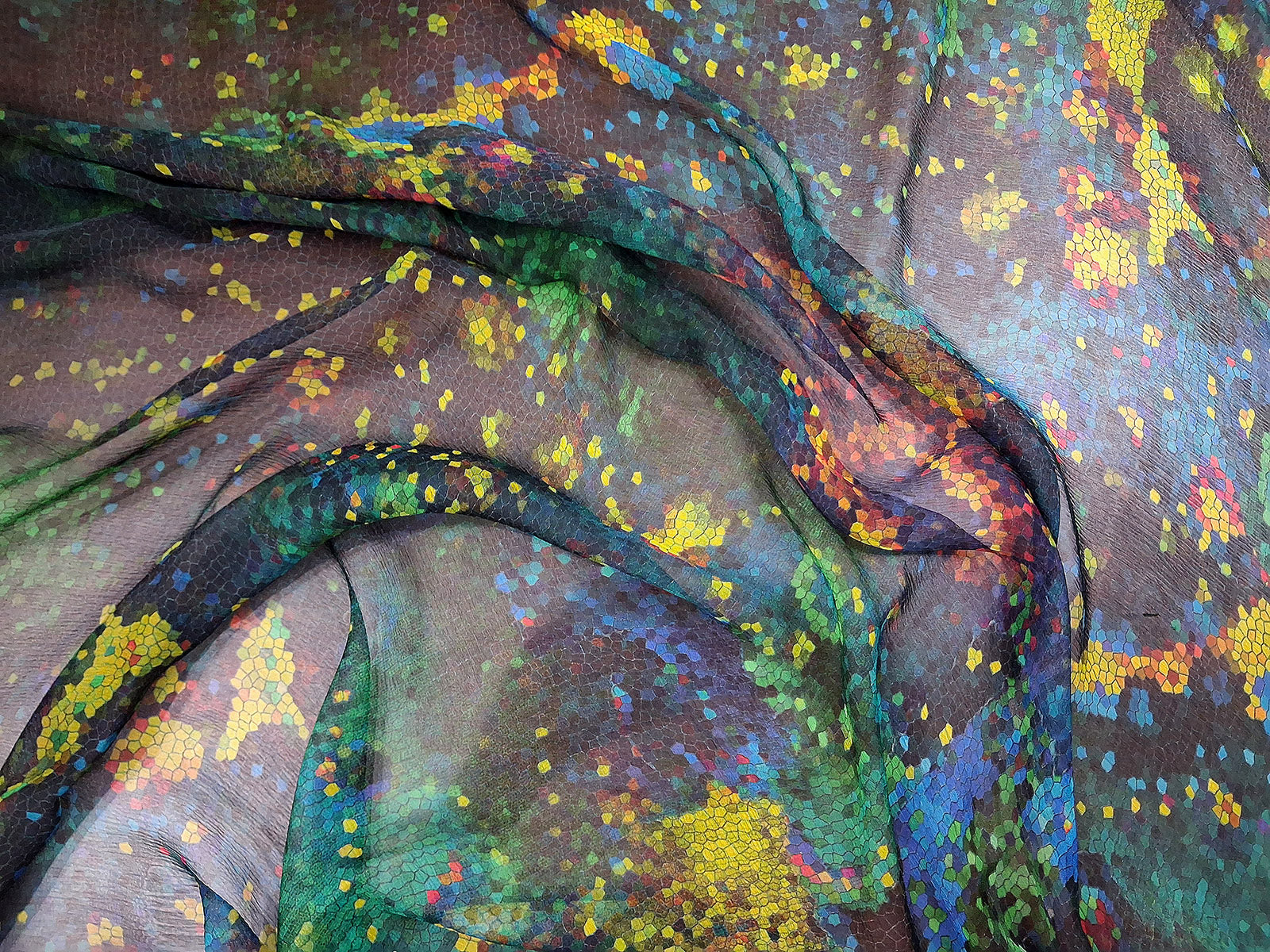 Aurora Mosaic On Crinkled Viscose Crepe
