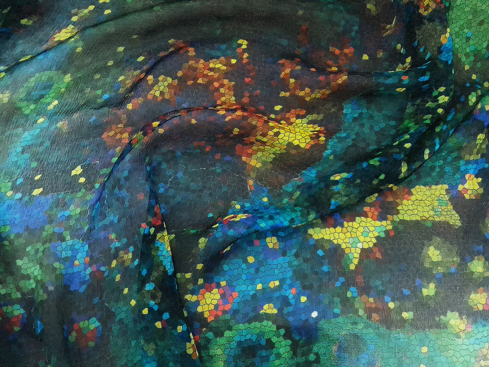 Aurora Mosaic On Crinkled Viscose Crepe