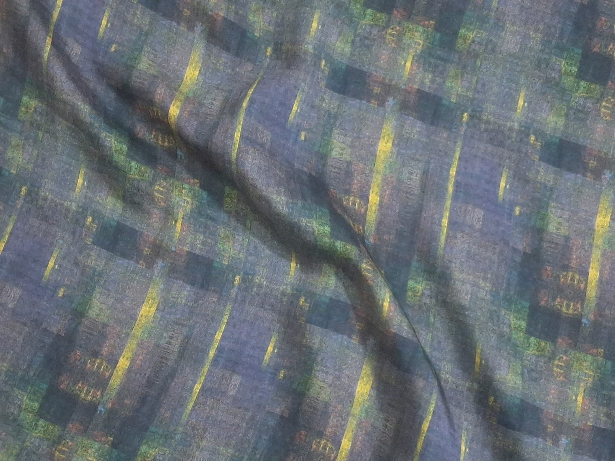 Modal Bemberg Fabric by the Yard | Digital Printed Modal Bemberg Dress Fabric | Graphite Grid Print