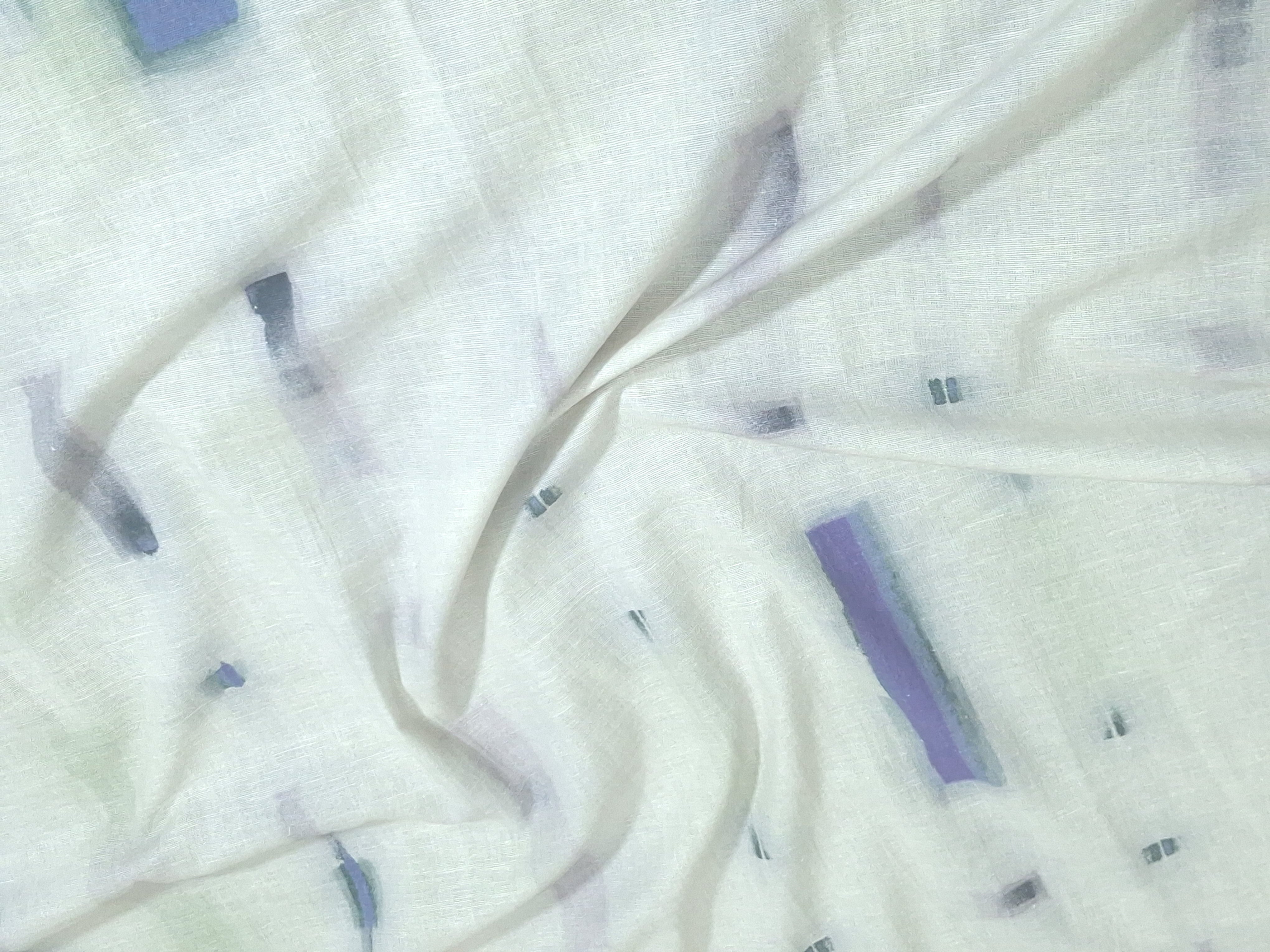Cotton Linen Fabric by the Yard | Digital Printed Cotton Linen Dress Fabric | Lilac Weave Print