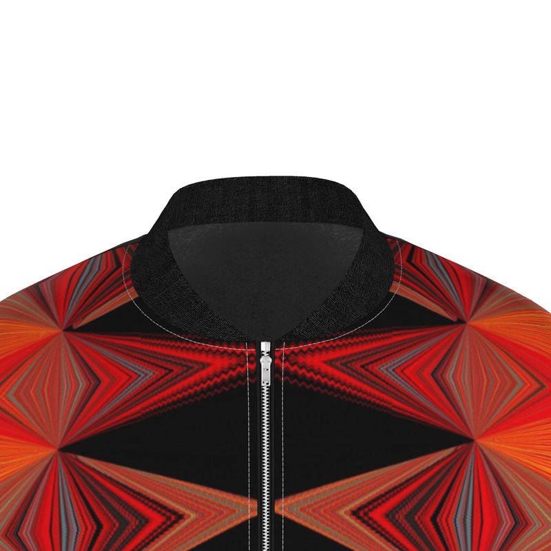 Men's Black Red Geometric Texture Bomber Jacket