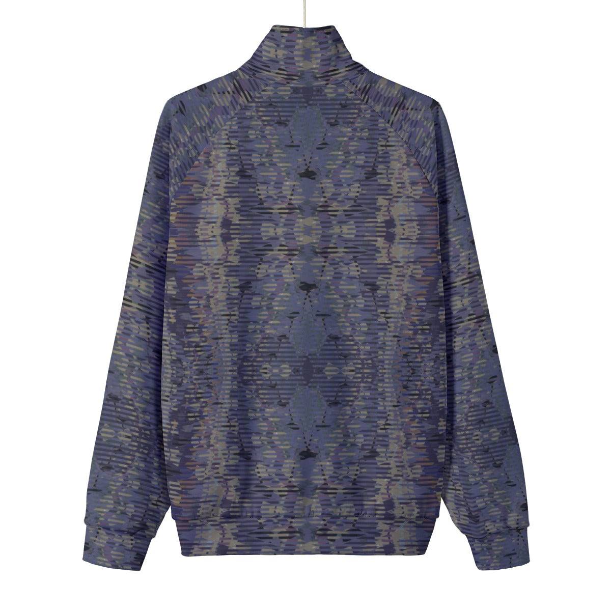 Men's Navy Abstract Glitch Stand Collar Jacket