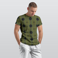 Men's Olive Green Black Abstract Dot O-Neck T shirt