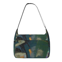 Women's Dark Green Black Abstract Canvas Messenger Bag