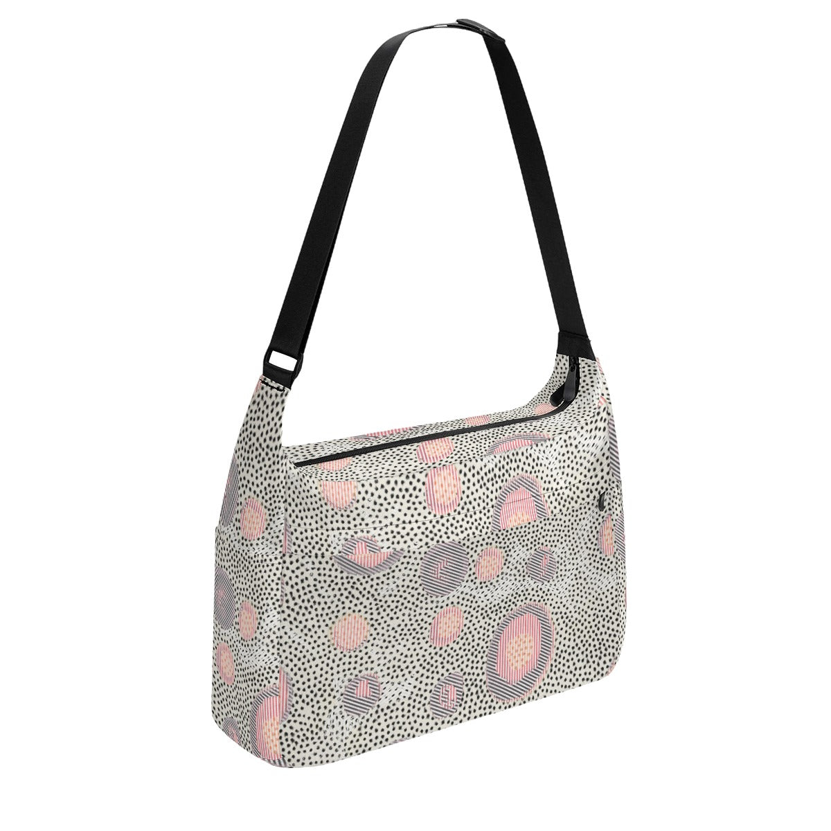 Women's White Dotted Patchwork Messenger Bag