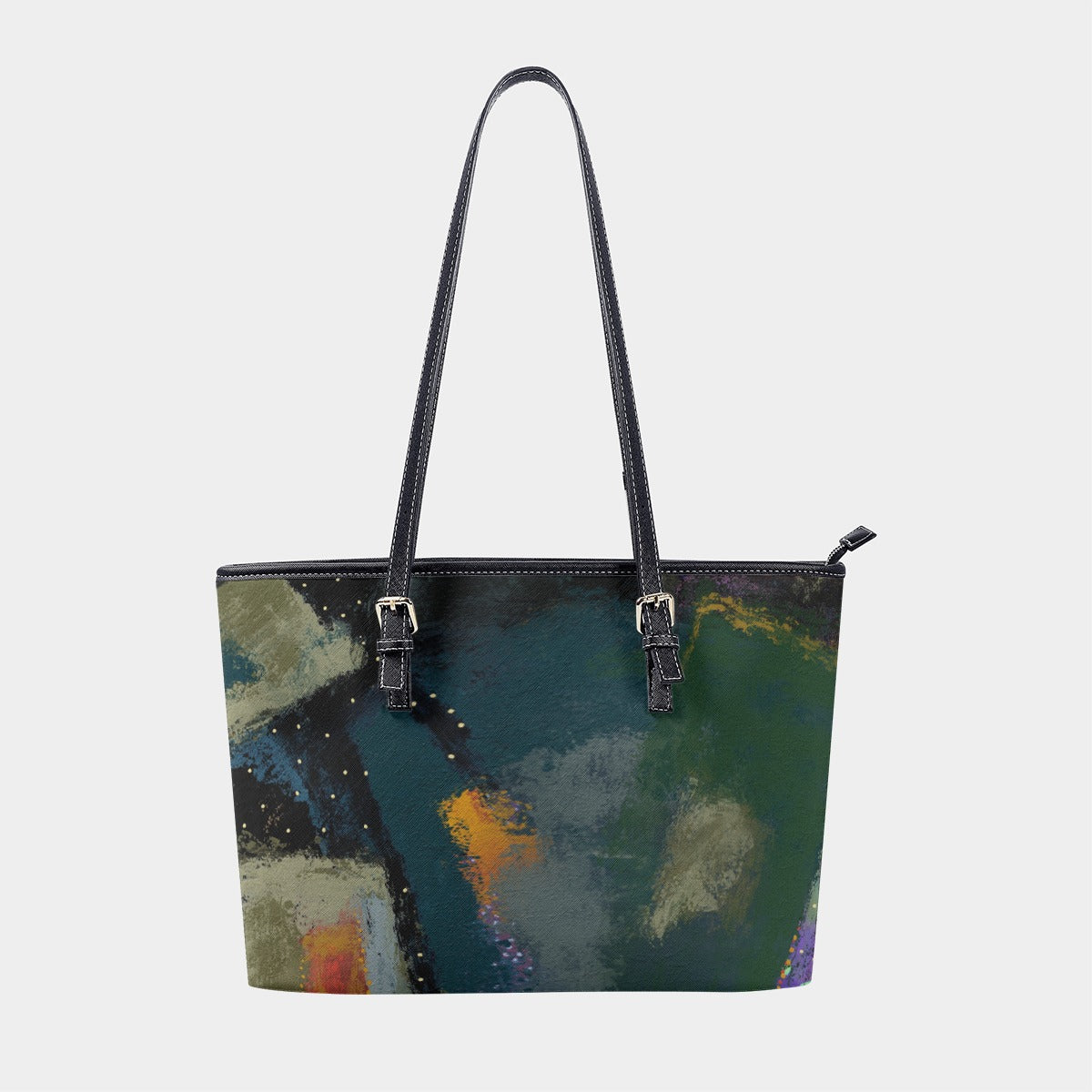 Women's Dark Green Black Abstract Canvas Art Tote Bag