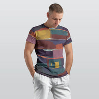 Men's Multi-Colour Abstract Brushstroke Cotton T-shirt
