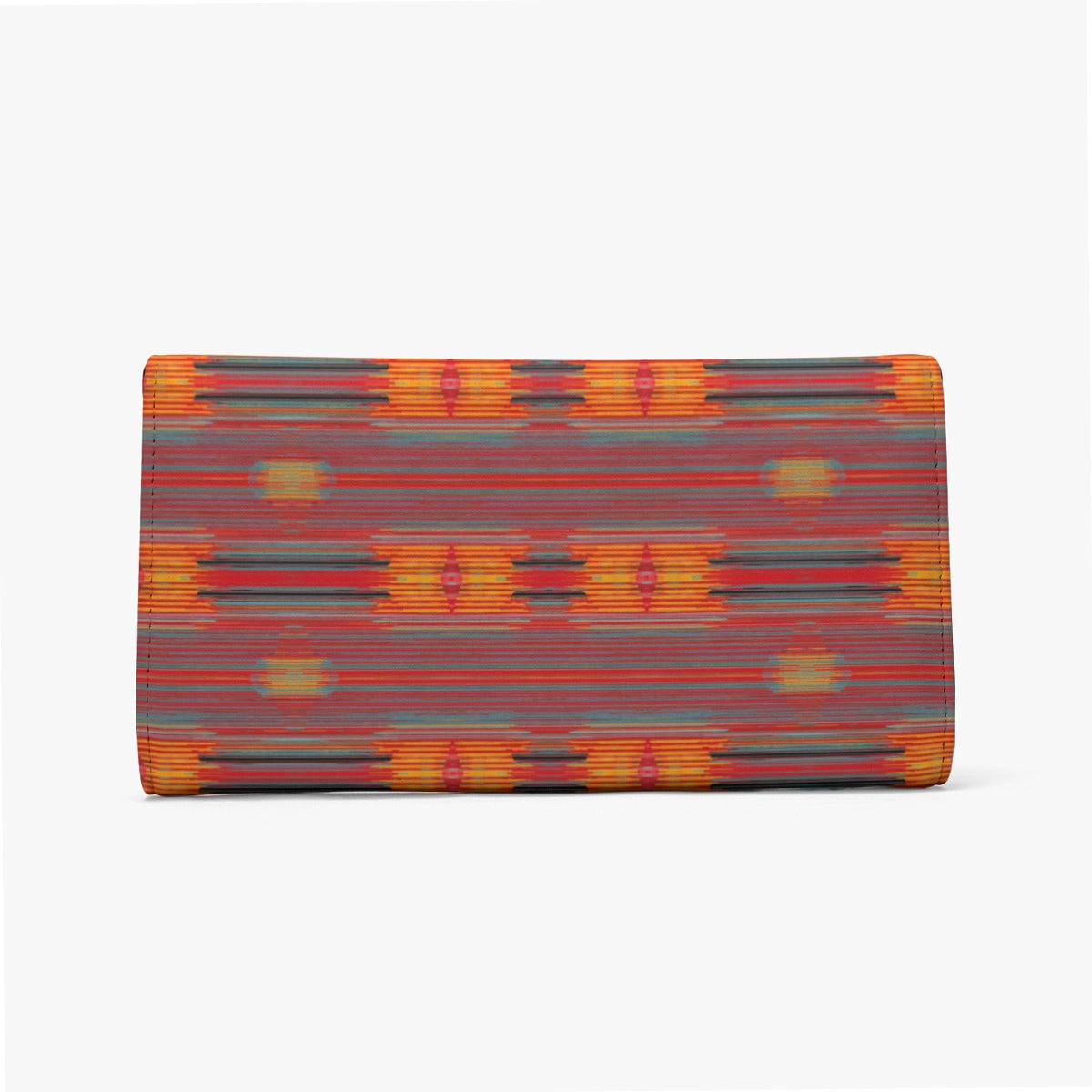 Women's Orange Red Striped Ikat Pattern Foldable Wallet